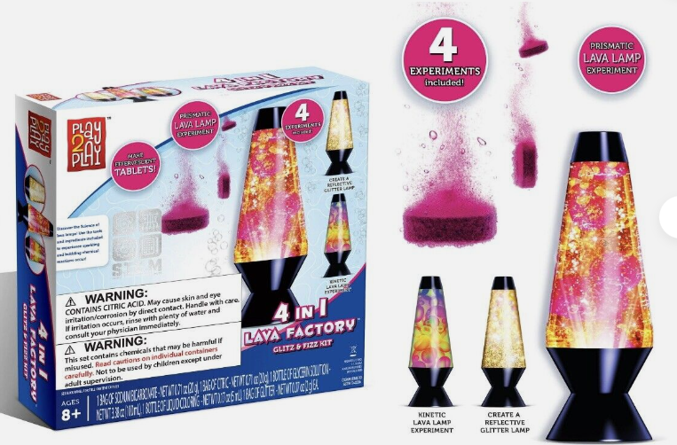 Play2Play 4-in-1 Lava Factory Glitz & Fizz Kit - 4 Fun Experiments - NEW