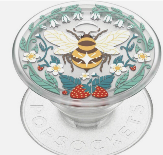 PopSockets Popgrip Phone Grip Stand Translucent Bee Boho Swap Top Strawberry
