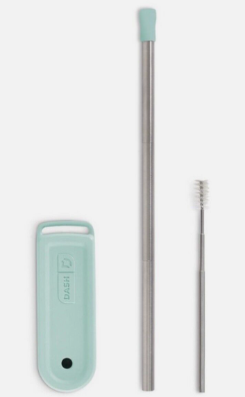 DASH Super Straw Stainless Steel Magnetic Reusable Straw with Carrying Case NEW