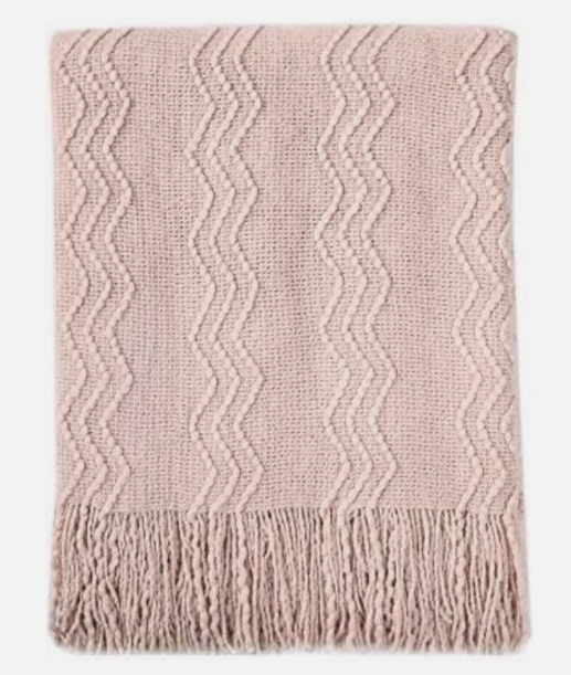 BOURINA Throw Blanket Textured Solid Soft Sofa Throw Couch Knitted Decorative